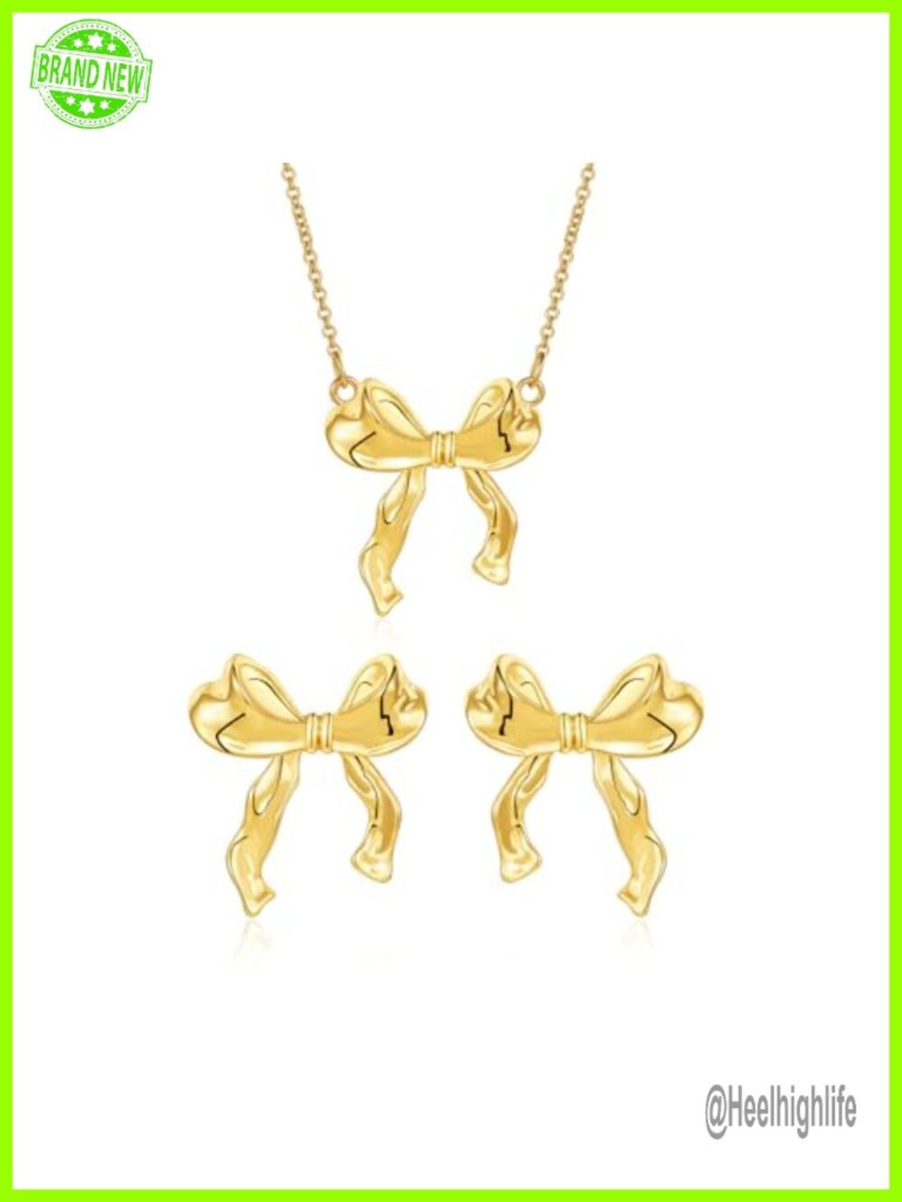 14K Gold Plated Bow Pendant Necklace 16in Adjustable Jewelry Gift